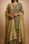 Pista Organza Lehenga Set And Net Dupatta With Readymade Blouse