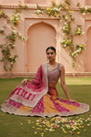 Rani Orange Georgette Lehenga Set And Net Dupatta With Readymade Blouse