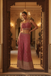 Rani Georgette Readymade Short Top Sharara Set With Georgette Dupatta