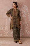 Brown Muslin Readymade Suit And Plazzo Set