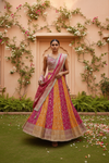 Rani Orange Georgette Lehenga Set And Net Dupatta With Readymade Blouse