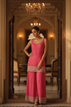 Rani Chinon Readymade Sharara Set With Chinon Dupatta