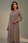 Mauve Georgette Readymade Suit & Palazzo Pant With Georgette Dupatta