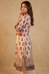 Effortlessly beautiful Off White Cotton Readymade Suit And Plazzo with Cotton Dupatta