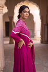 Magenta Satin Readymade Suit And Plazzo Set