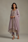 Mauve Georgette Readymade Suit & Palazzo Pant With Georgette Dupatta
