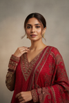 Maroon Crepe Readymade Sharara Set With Crepe Dupatta