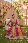 Rani Orange Georgette Lehenga Set And Net Dupatta With Readymade Blouse