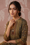 Brown Muslin Readymade Suit And Plazzo Set