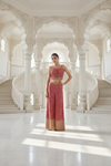 Rani Georgette Readymade Short Top Sharara Set With Georgette Dupatta