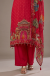 Timeless Elegance Rani Chinon  Readymade Suit And Plazzo with Chinon Dupatta