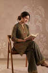 Brown Muslin Readymade Suit And Plazzo Set
