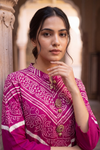 Magenta Satin Readymade Suit And Plazzo Set