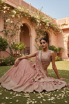 Gajari Dolna Lehenga Set And Net Dupatta With Readymade Blouse