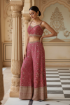 Rani Georgette Readymade Short Top Sharara Set With Georgette Dupatta
