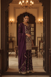 Garnet Georgette Readymade Sharara Set With Georgette Dupatta