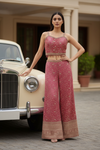 Rani Georgette Readymade Short Top Sharara Set With Georgette Dupatta