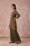 Brown Muslin Readymade Suit And Plazzo Set