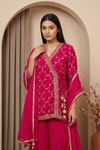 Timeless Elegance Rani Chinon  Readymade Suit And Sharara with Chinon Dupatta