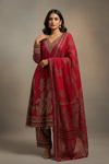 Maroon Crepe Readymade Sharara Set With Crepe Dupatta