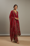 Maroon Crepe Readymade Sharara Set With Crepe Dupatta