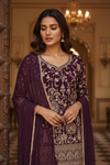 Garnet Georgette Readymade Sharara Set With Georgette Dupatta