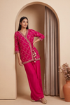 Timeless Elegance Rani Chinon  Readymade Suit And Sharara with Chinon Dupatta