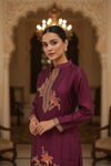 Garnet Organza Readymade Suit & Palazzo Pant With Organza Dupatta