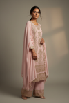 Peach Georgette Readymade Suit & Palazzo Pant With Georgette Dupatta