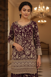 Garnet Georgette Readymade Sharara Set With Georgette Dupatta
