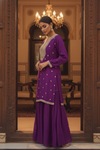 Megenta Organza Readymade Sharara Set With Organza Dupatta