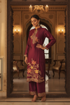 Garnet Organza Readymade Suit & Palazzo Pant With Organza Dupatta