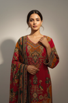 Maroon Crepe Readymade Suit And Sharara Set With Crepe Dupatta