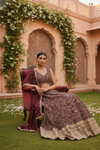 Garnet Georgette Lehenga Set And Net Dupatta With Readymade Blouse