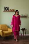 Rani Dola Readymade Sharara Set With Organza Dupatta