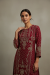 Dark Gajari Crepe Readymade Suit And Sharara With Crepe Dupatta