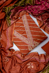 Copper Cotton Unstitched Salwar Suit With Cotton Dupatta