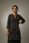 Bottle Green Crepe Readymade Suit And Sharara With Crepe Dupatta