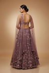 Mauve Net Lehenga Set And Net Dupatta With Readymade Blouse