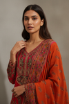 Red Crepe Readymade Suit And Palazzo Pant With Crepe Dupatta
