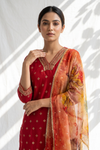 Rust Cotton Readymade Suit And Plazzo with Cotton Dupatta