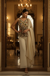 Lemon Crepe Readymade Sharara Set With Crepe Dupatta