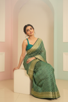 Soft Hues Rama Cotton Silk Saree With Unstitched Blouse