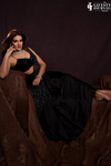 Black Net Pre-Draped Designer Saree With Readymade Blouse (Ft :- Nidhhi Agerwal)
