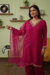 Rani Dola Readymade Sharara Set With Organza Dupatta