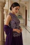 Wine Georgette Readymade Sharara Set With Georgette Dupatta