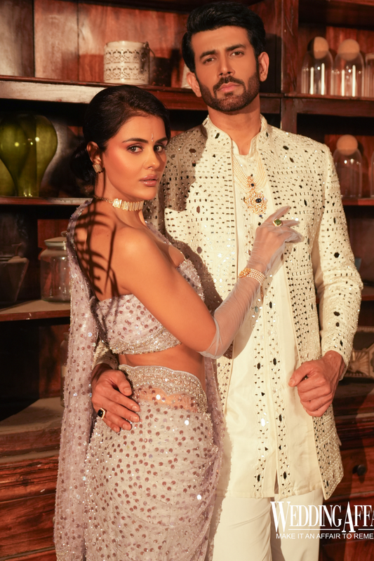 Mauve Net Embroidered Saree With Unstitched Blouse ( Ft- Priyanka Chahar Choudhary )