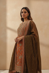 Rust Shimmer Readymade Sharara Set With Georgette Dupatta