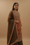 Rust Shimmer Readymade Sharara Set With Georgette Dupatta