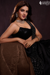 Black Net Pre-Draped Designer Saree With Readymade Blouse (Ft :- Nidhhi Agerwal)